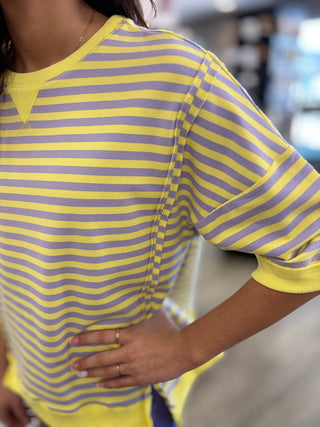 Lemon Lavender Stripe Top