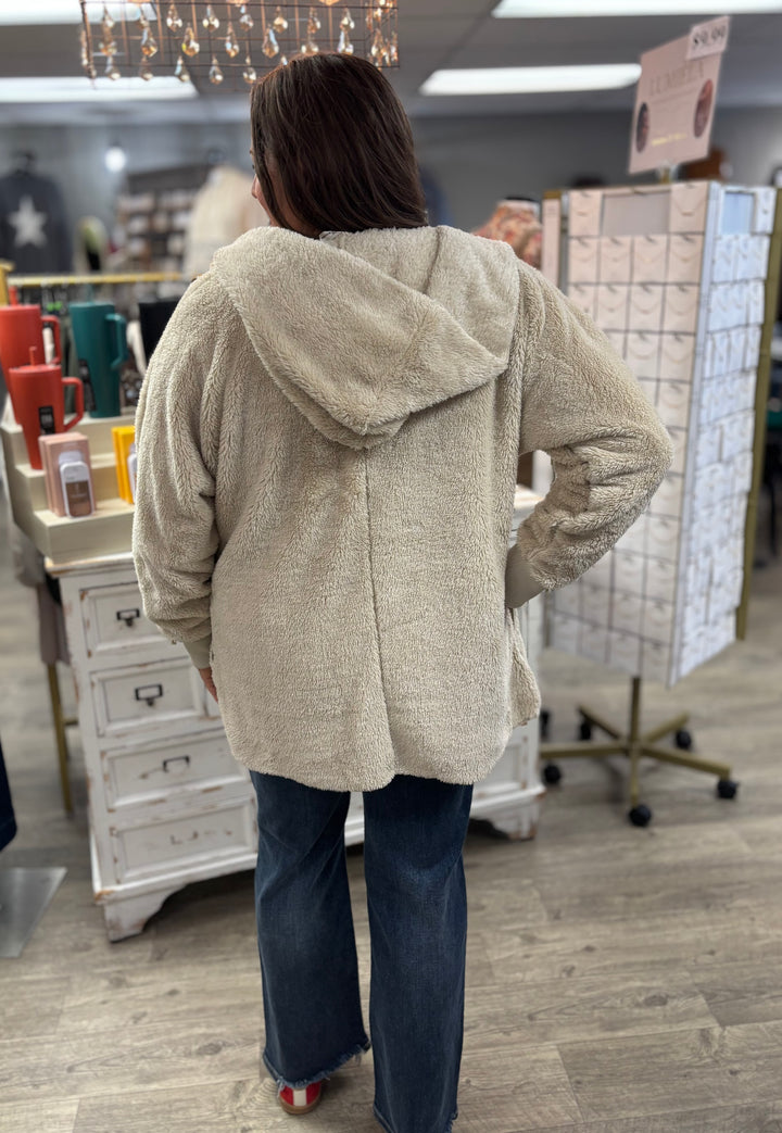 The Big Cozy One Sherpa Jacket-Jackets-Zenana-Evergreen Boutique, Women’s Fashion Boutique in Santa Claus, Indiana