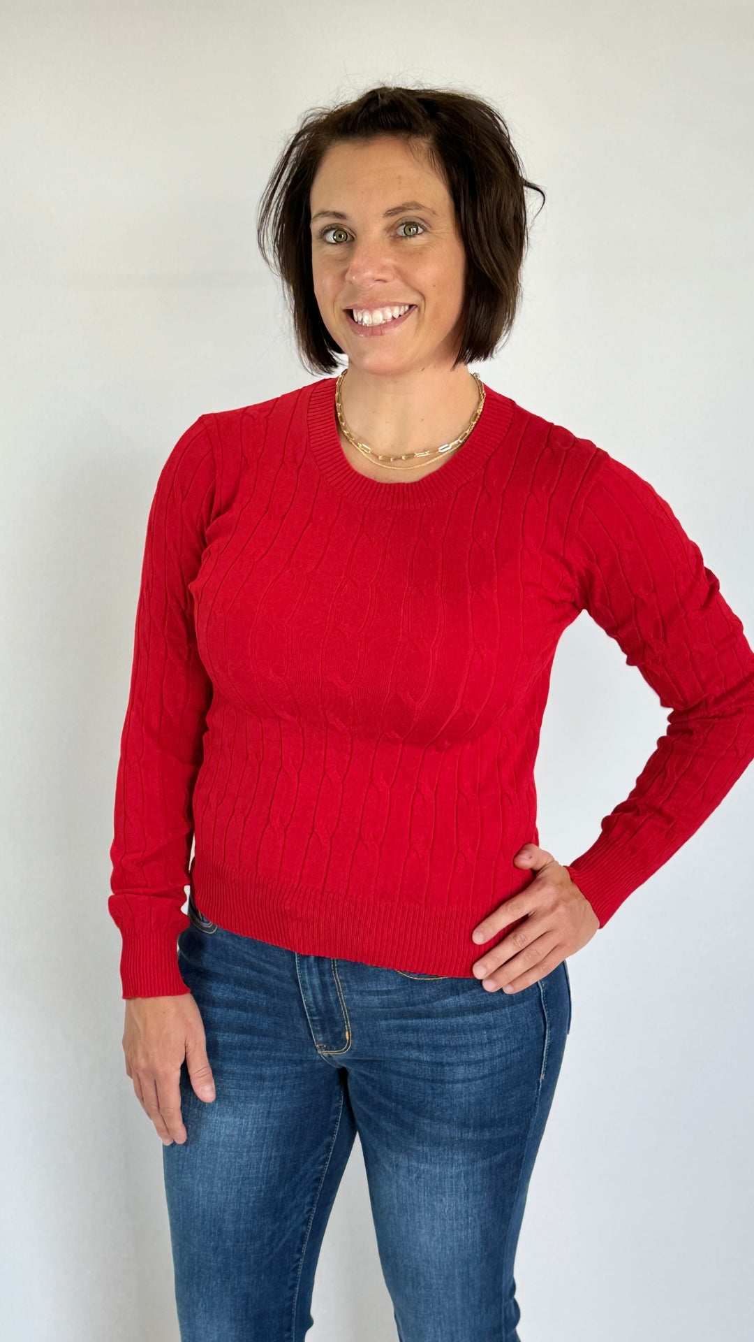 Cable Knit Sweater-Sweaters-Active Basic-Evergreen Boutique, Women’s Fashion Boutique in Santa Claus, Indiana