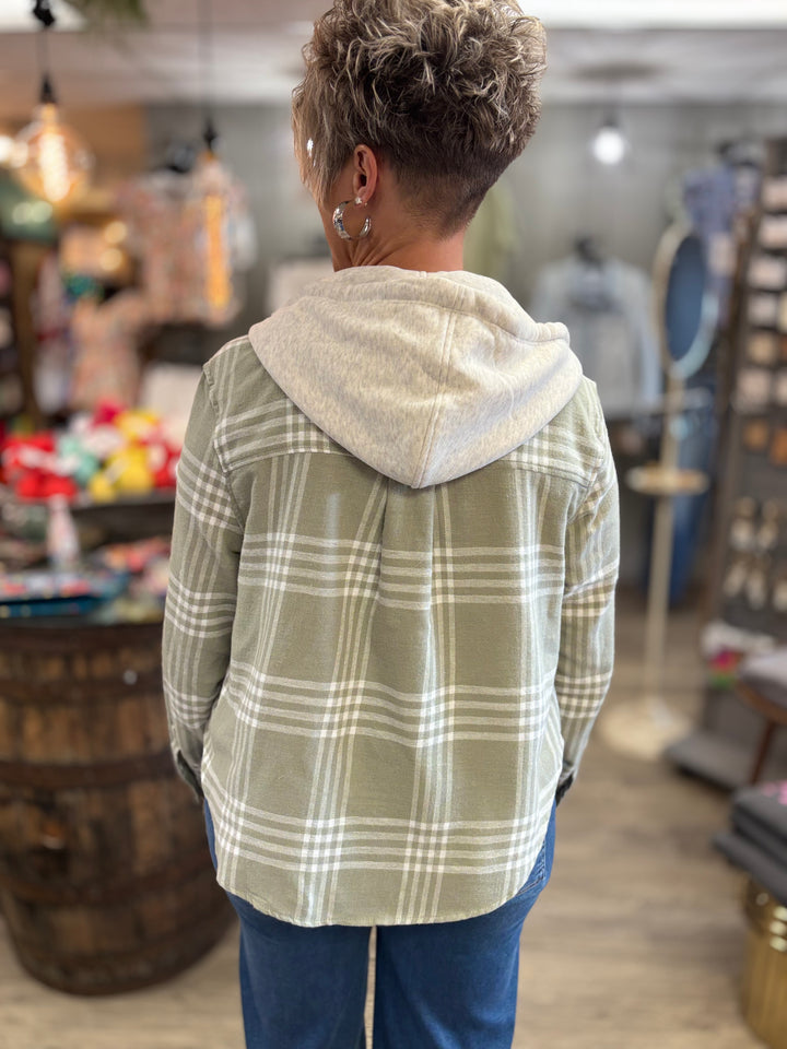 Olive Grove Long Sleeve Plaid Top