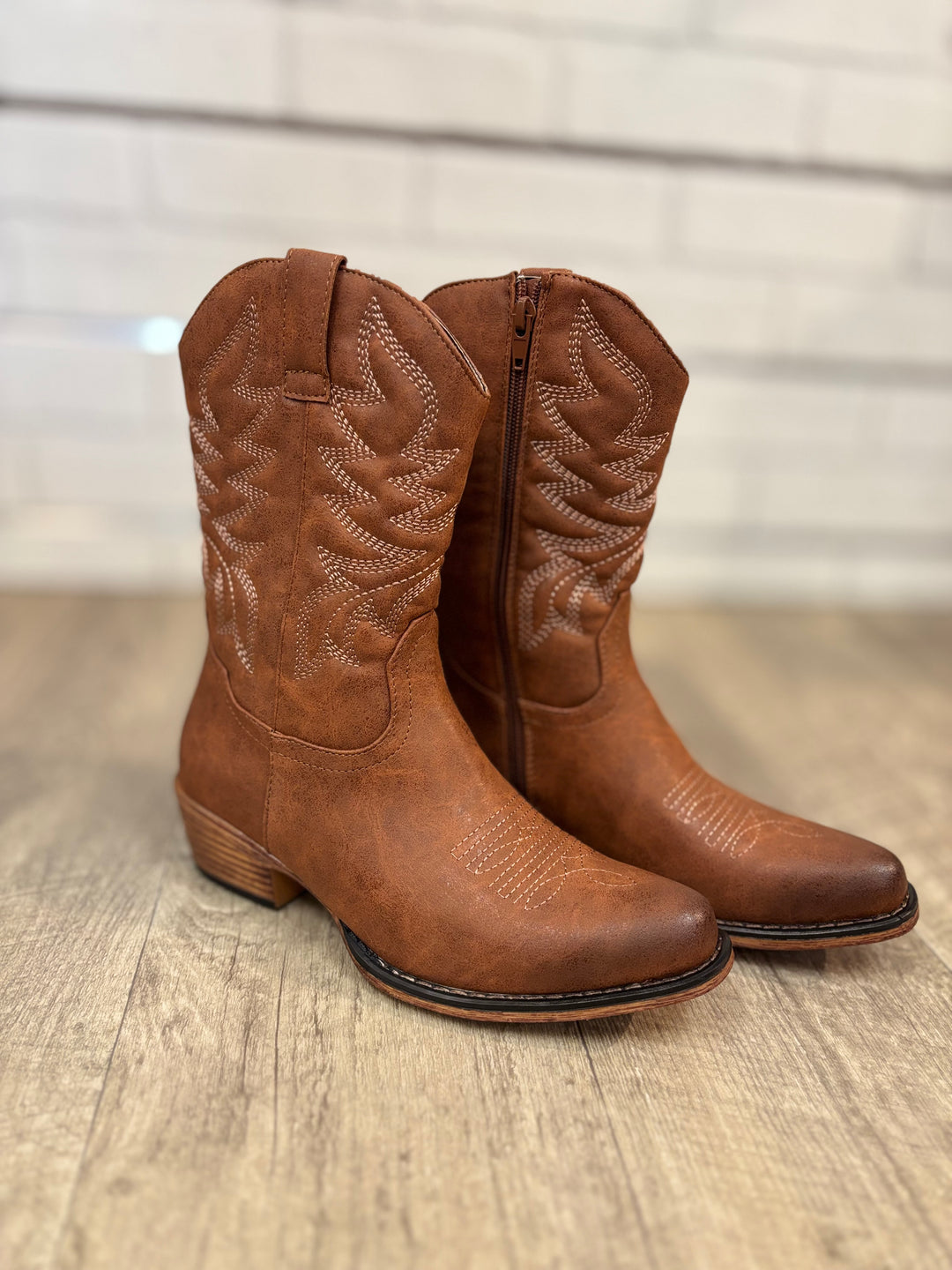 The Kaylee-23 Mid Calf Boot in Whiskey