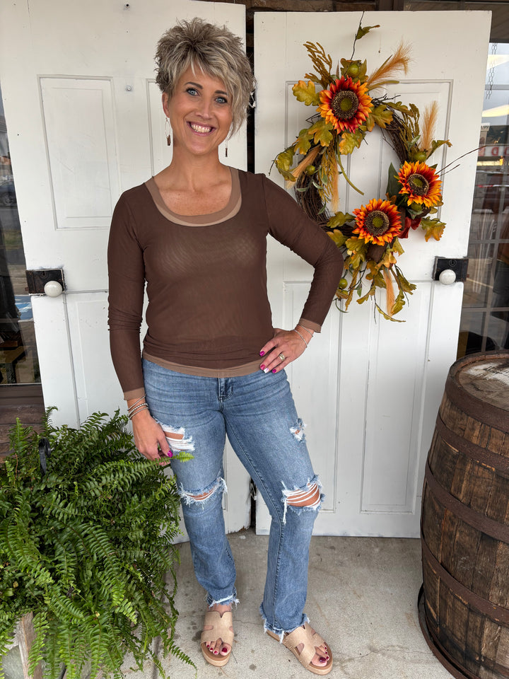 The Truffle Double Layer Mesh Top-Tops-Hem & Thread-Evergreen Boutique, Women’s Fashion Boutique in Santa Claus, Indiana