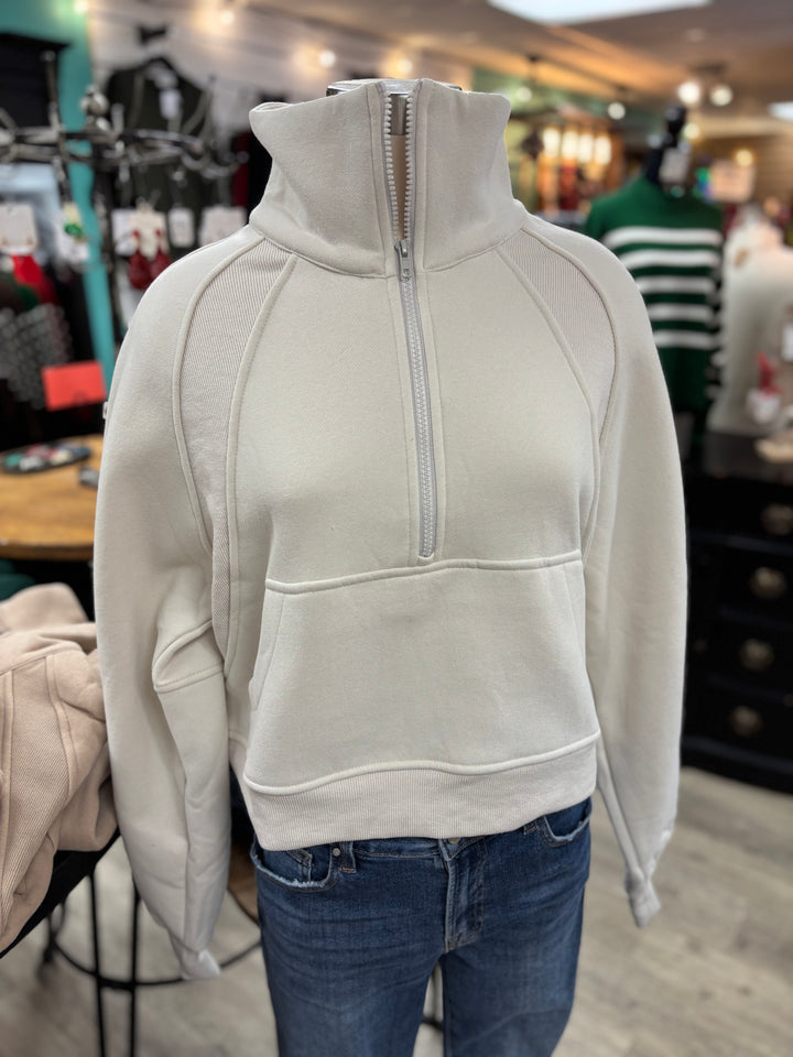 Dove Funnel Neck Half Zip-Evergreen Boutique-Evergreen Boutique, Women’s Fashion Boutique in Santa Claus, Indiana