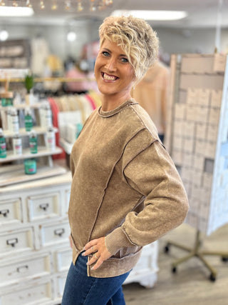 Out of Line Acid Wash Fleece Sweatshirt