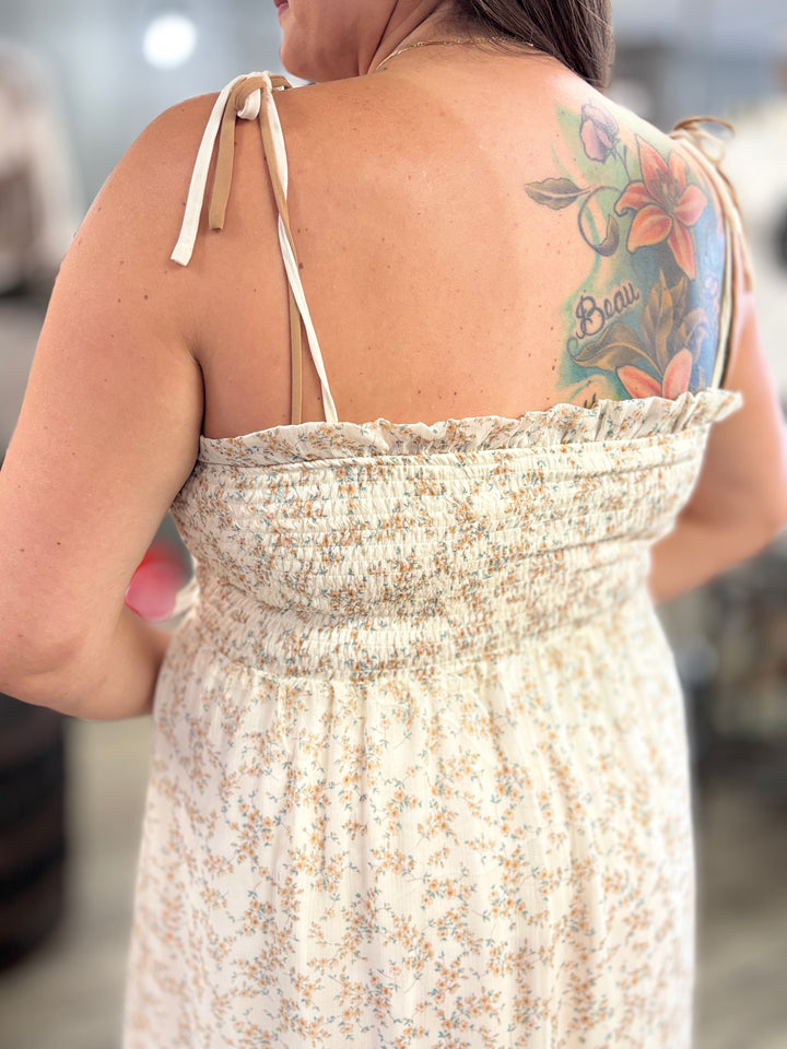 Garden Floral Chiffon Midi Dress-Dresses-Davi & Dani-Evergreen Boutique, Women’s Fashion Boutique in Santa Claus, Indiana