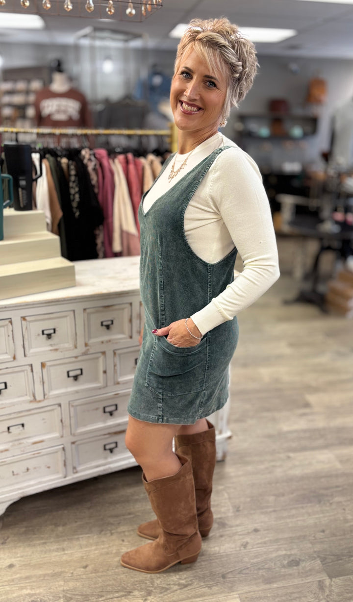The Corinne Corduroy Dress-Dresses-Hem & Thread-Evergreen Boutique, Women’s Fashion Boutique in Santa Claus, Indiana