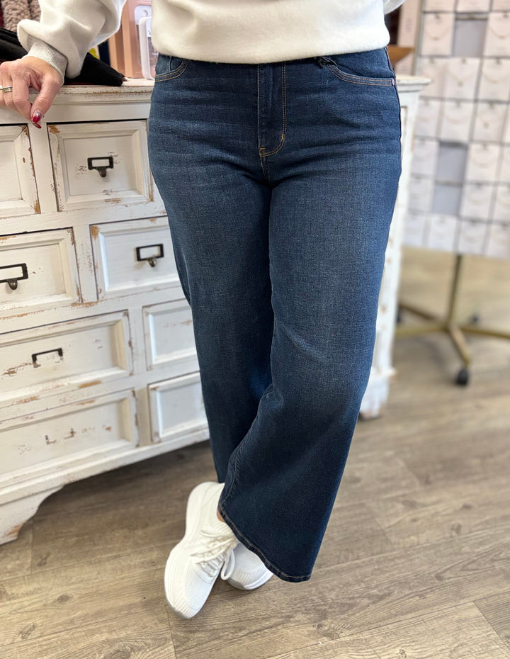 Judy Blue Short and Sweet Ankle Wide Leg Jeans