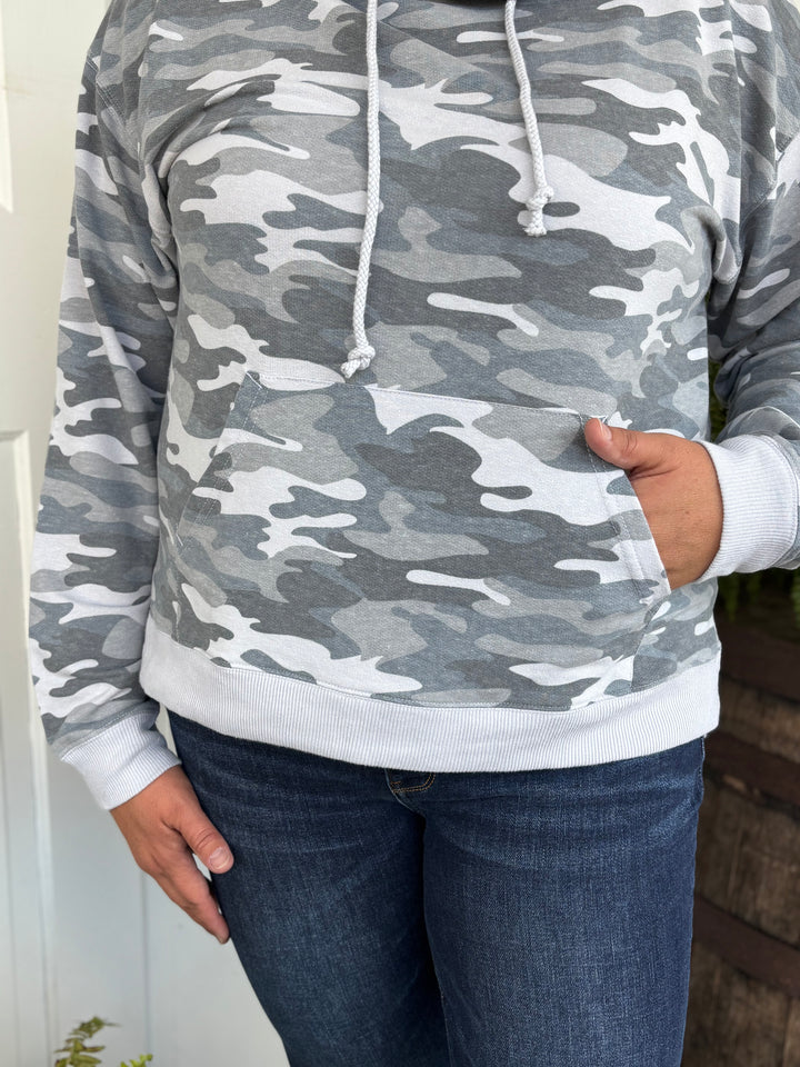 Camo French Terry Hoodie-tops-Timing-Evergreen Boutique, Women’s Fashion Boutique in Santa Claus, Indiana