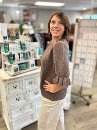 Ruffle Cuff Knit Sweater