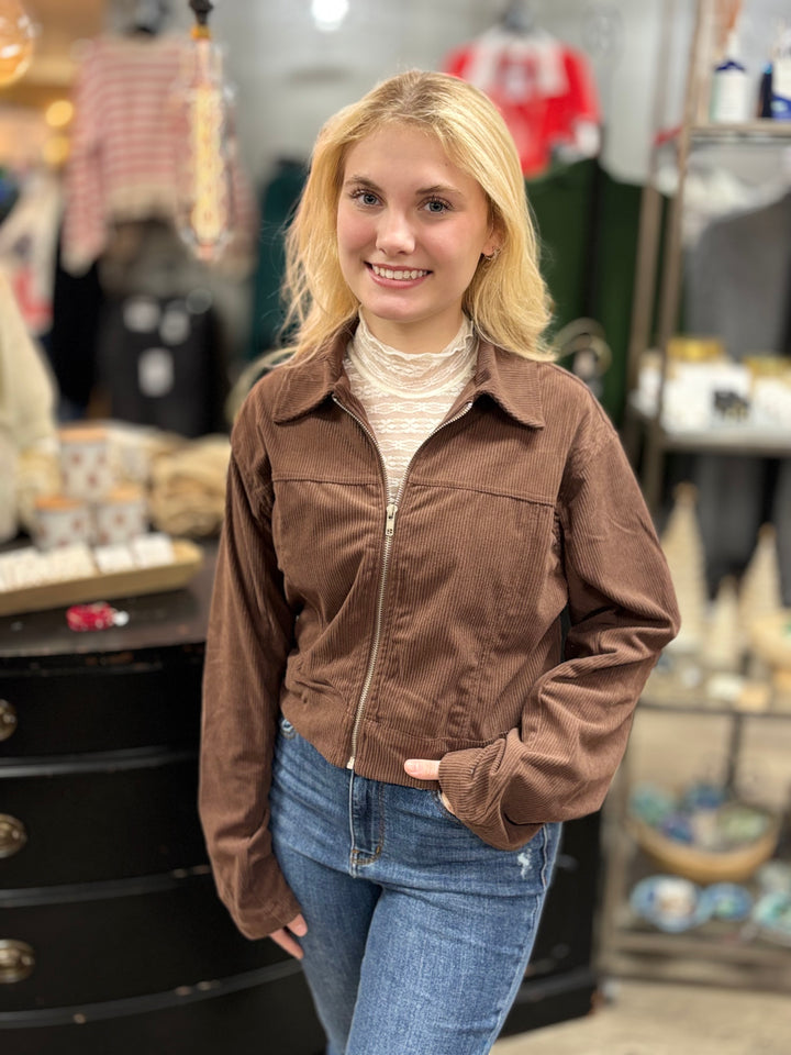 The Bennett Zip Up Corduroy Jacket-Jackets-Hyfve-Evergreen Boutique, Women’s Fashion Boutique in Santa Claus, Indiana