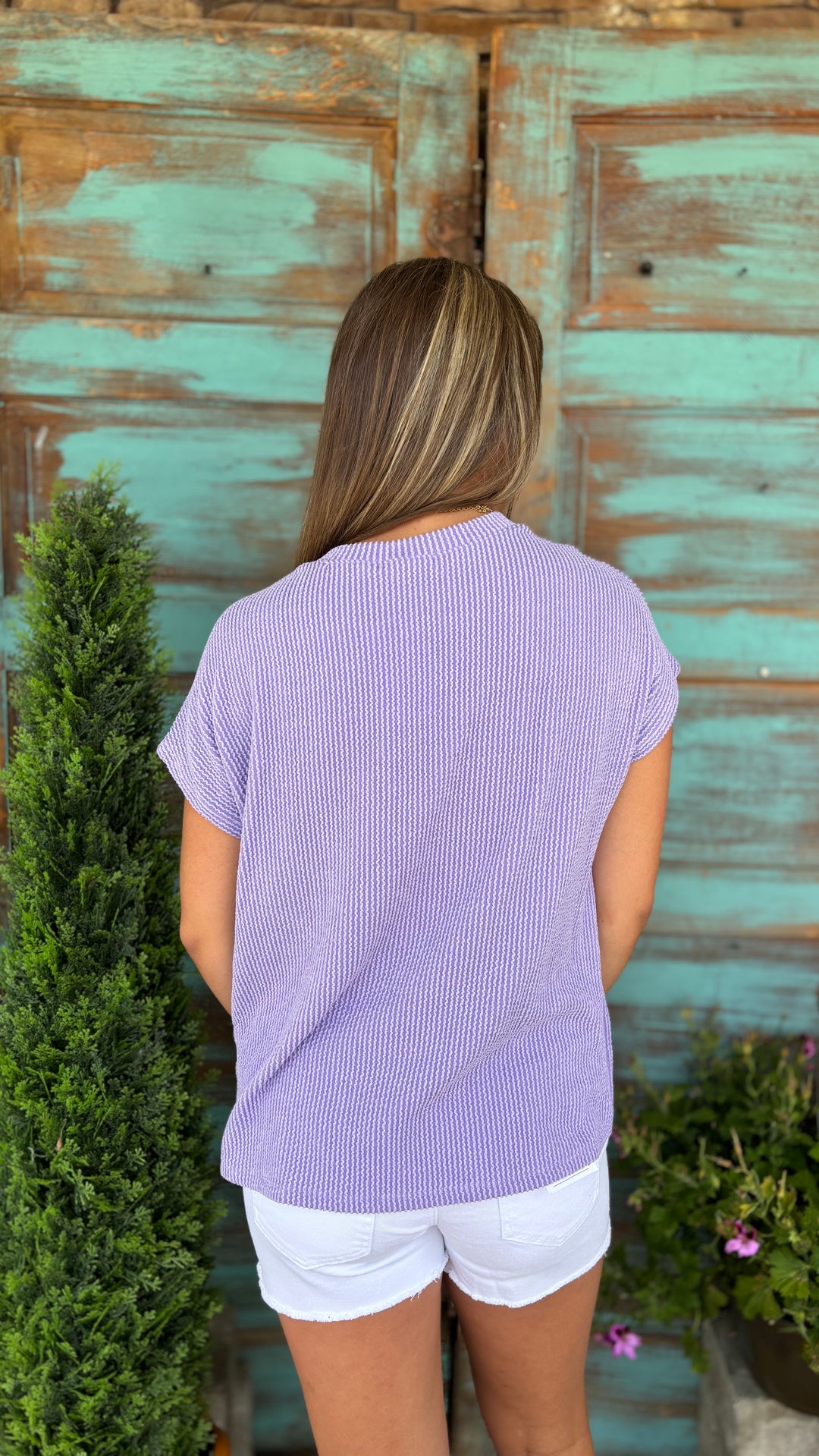 Rylee Ribbed Top-Short Sleeves-Les Amis-Evergreen Boutique, Women’s Fashion Boutique in Santa Claus, Indiana