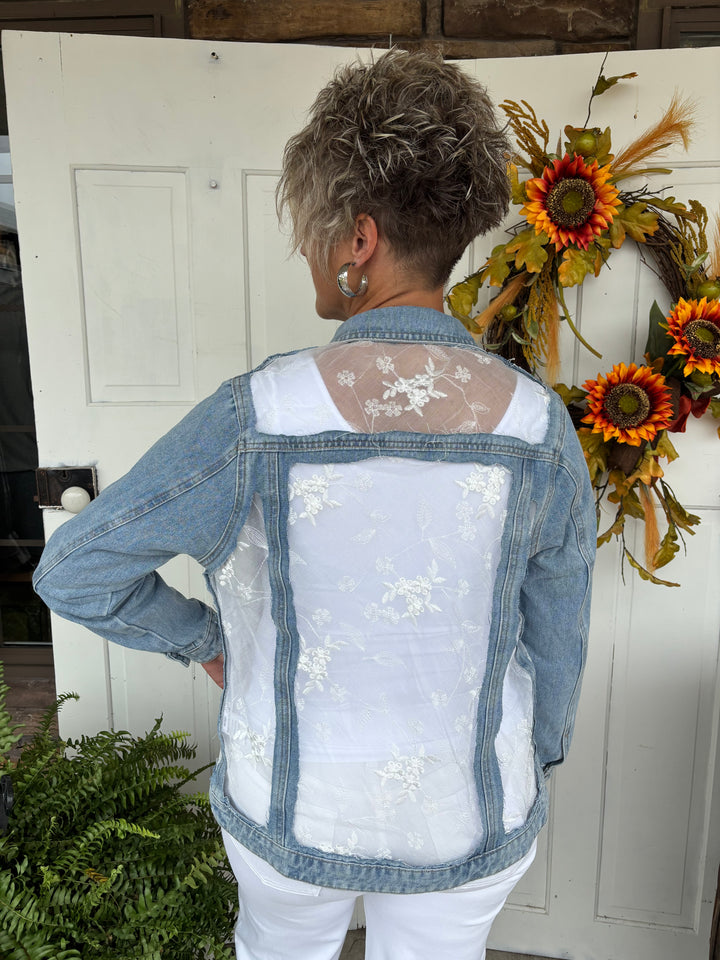 The Rosalie Lace and Denim Jacket-Jackets-Davi & Dani-Evergreen Boutique, Women’s Fashion Boutique in Santa Claus, Indiana