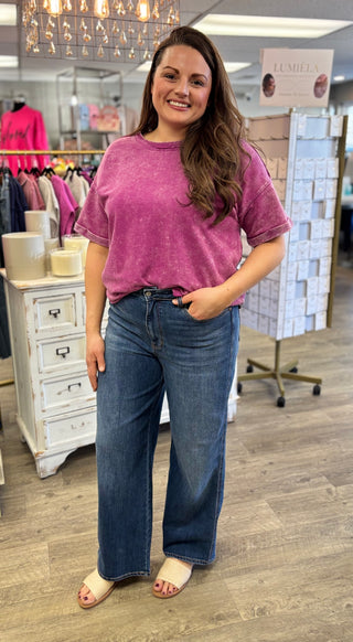 Acid Wash Plum Tee