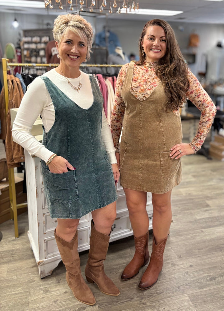 The Corinne Corduroy Dress-Dresses-Hem & Thread-Evergreen Boutique, Women’s Fashion Boutique in Santa Claus, Indiana