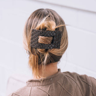 Flat Rectangle Hair Clip | Large | Truly Taupe Quilted-TELETIES-Evergreen Boutique, Women’s Fashion Boutique in Santa Claus, Indiana