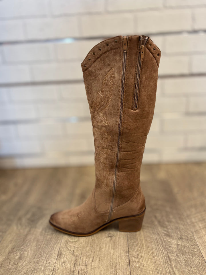 Dusty Trails Tall Western Embroidered Boots-Shoes-Olem Shoe-Evergreen Boutique, Women’s Fashion Boutique in Santa Claus, Indiana