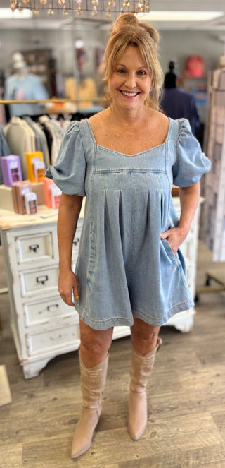 Denim Darling Tie-Back Romper