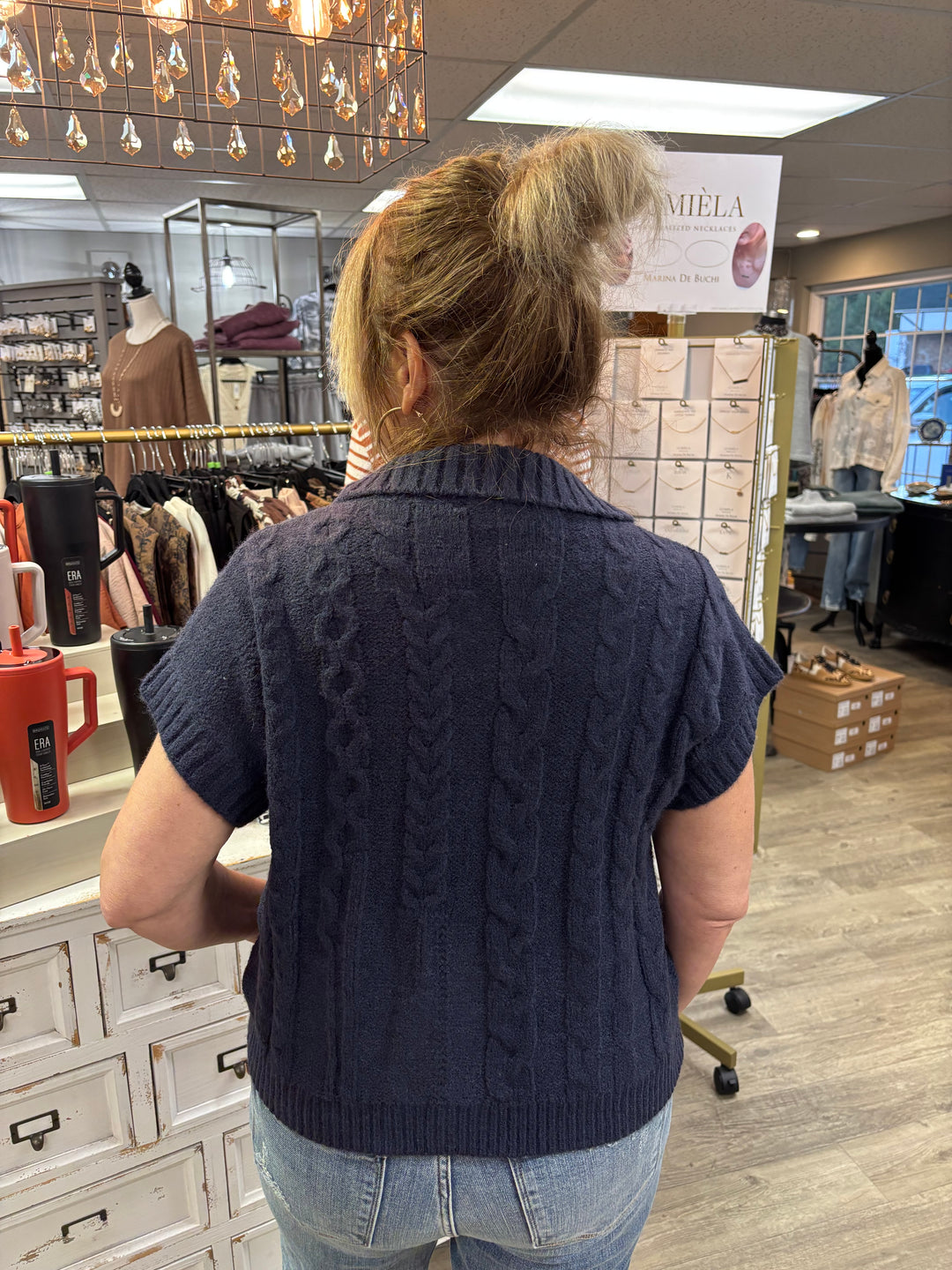 The Navy Edit Cable Knit Sweater-Tops-Sweet Lovely-Evergreen Boutique, Women’s Fashion Boutique in Santa Claus, Indiana