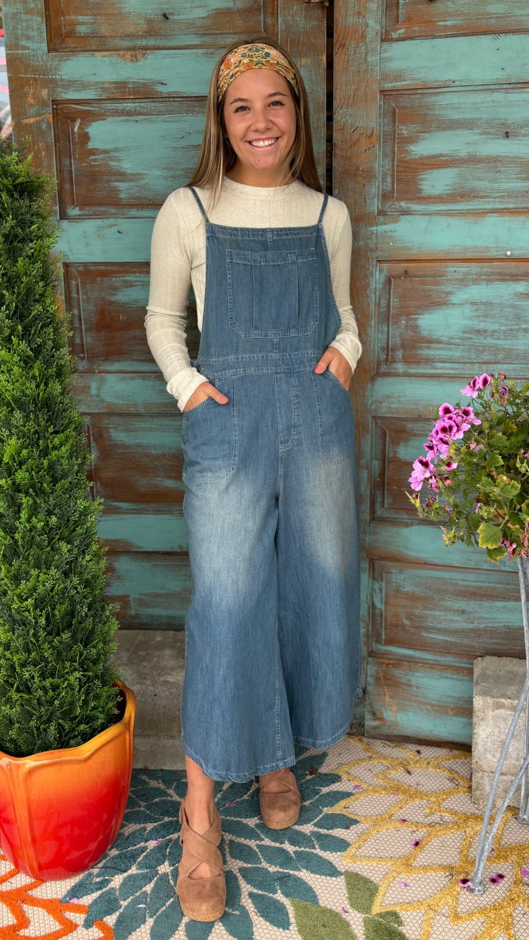 Annie Denim Overalls-Rompers & Jumpsuits-Evergreen Boutique-Evergreen Boutique, Women’s Fashion Boutique in Santa Claus, Indiana