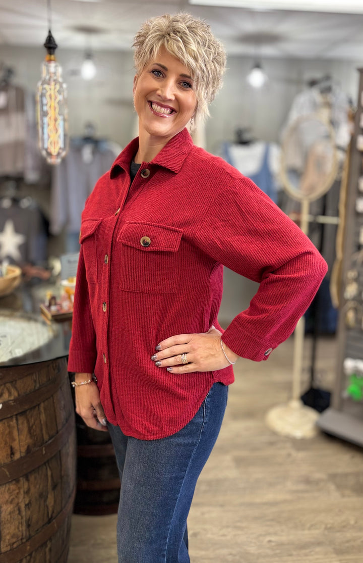 The Hangout Ribbed Shacket-Tops-Timing-Evergreen Boutique, Women’s Fashion Boutique in Santa Claus, Indiana