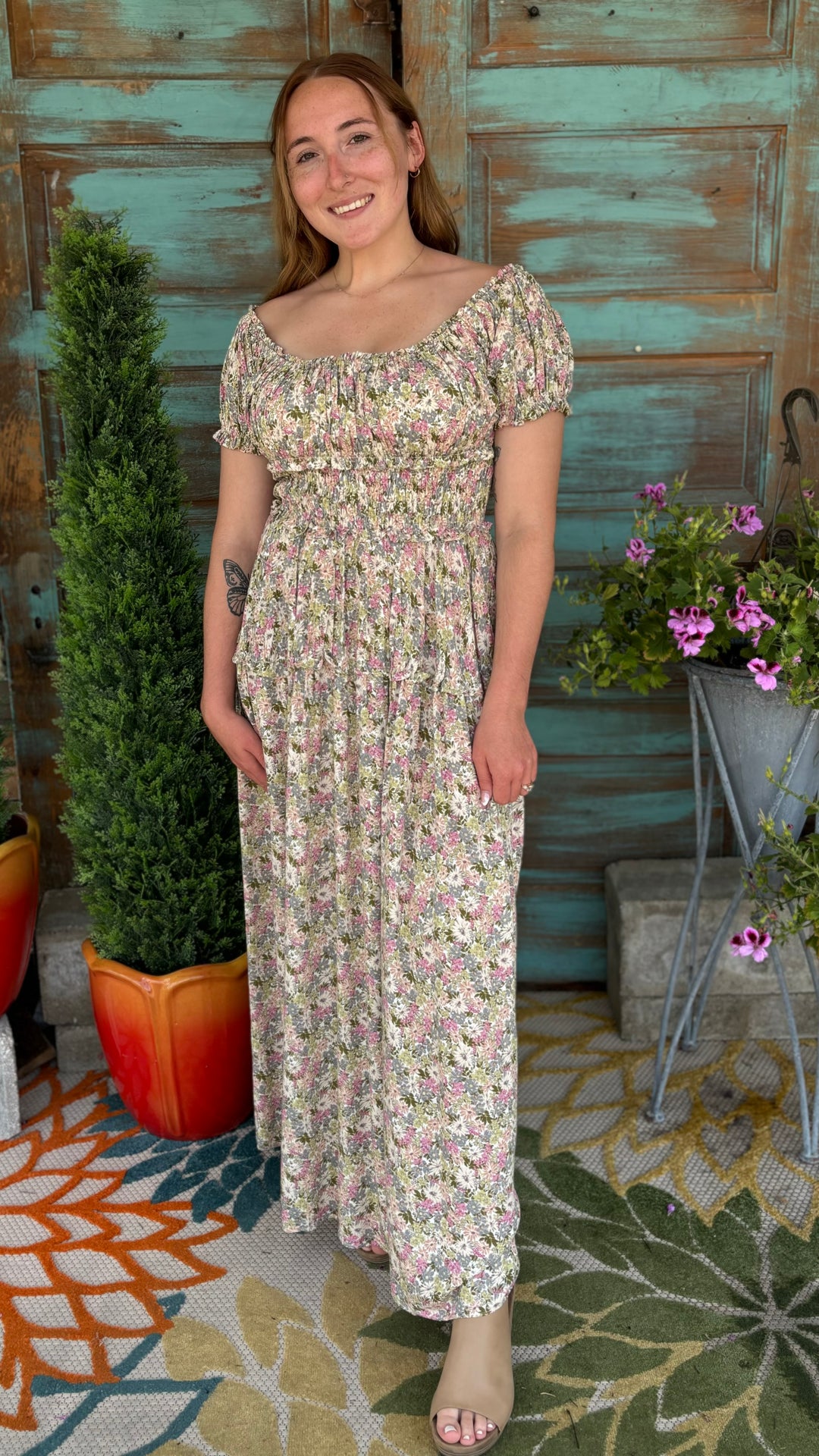 Jolene Floral Maxi Dress-Dresses-Mittoshop-Evergreen Boutique, Women’s Fashion Boutique in Santa Claus, Indiana