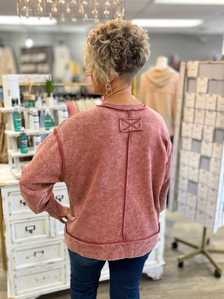 Out of Line Acid Wash Fleece Sweatshirt