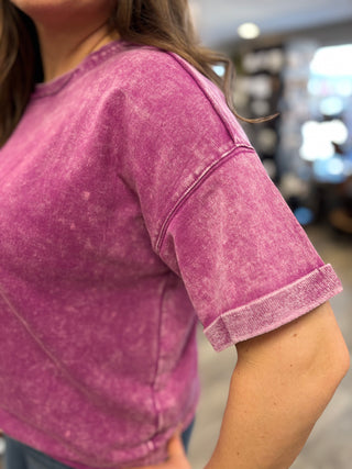 Acid Wash Plum Tee