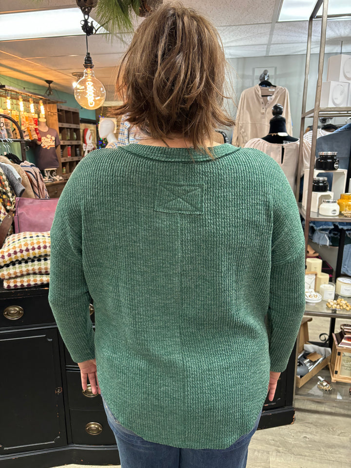 Alpine Chill Henley Top-Evergreen Boutique-Evergreen Boutique, Women’s Fashion Boutique in Santa Claus, Indiana