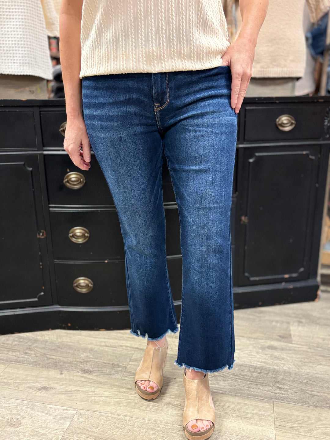 Risen High Rise Slim Straight Jeans-Jeans-Risen-Evergreen Boutique, Women’s Fashion Boutique in Santa Claus, Indiana