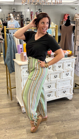 Green With Envy Striped Pants