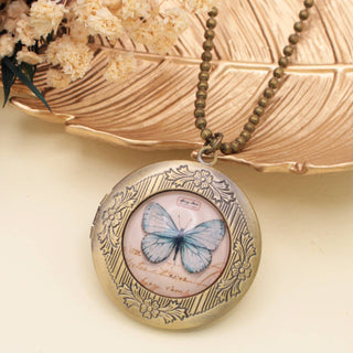Fluttering Memories Gold Butterfly Locket Necklace