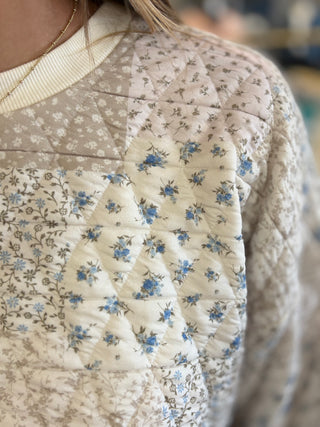 Floral Patchwork Knit Top