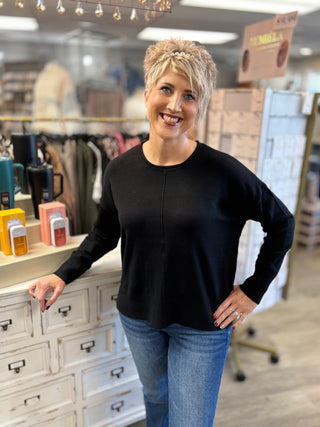 The Sugarplum Drop Shoulder Sweater-Tops-HYFVE-Evergreen Boutique, Women’s Fashion Boutique in Santa Claus, Indiana