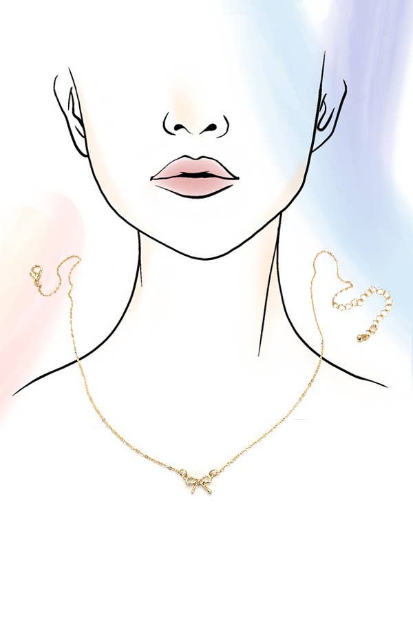 MINI GOLD BOW CHARM NECKLACE | 80N346-JOSSLYN by Wall to Wall-Evergreen Boutique, Women’s Fashion Boutique in Santa Claus, Indiana