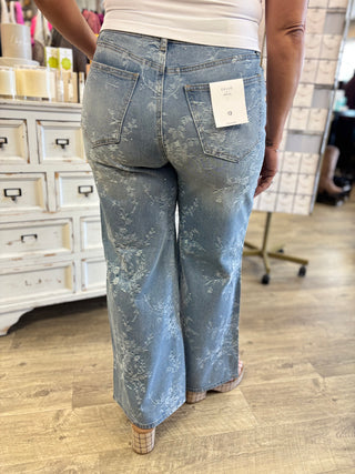 Embellished Bloom Wide Leg Jean