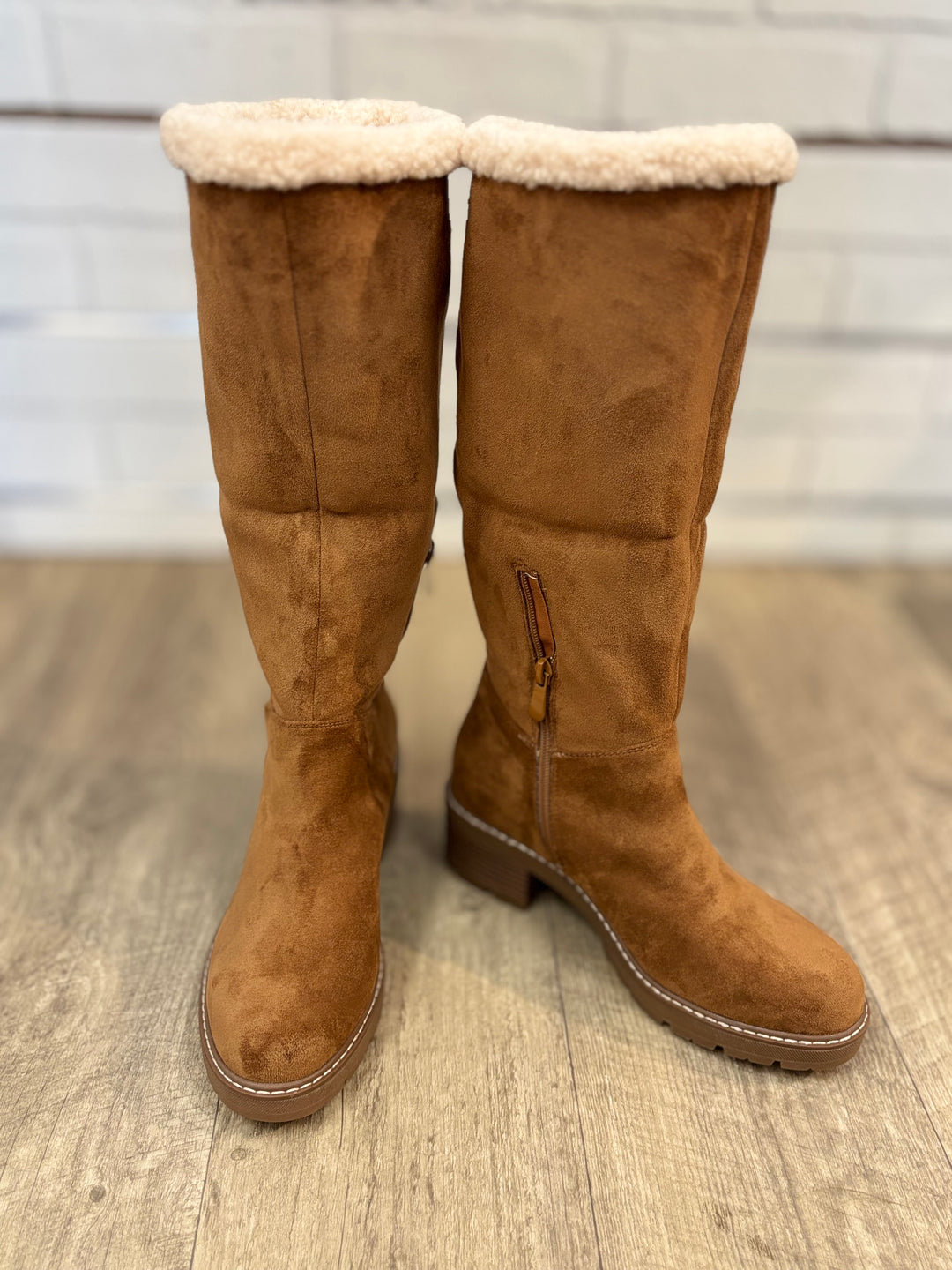 Everlee-2 Faux Suede Boot in New Tan-Shoes-Olem Shoe-Evergreen Boutique, Women’s Fashion Boutique in Santa Claus, Indiana