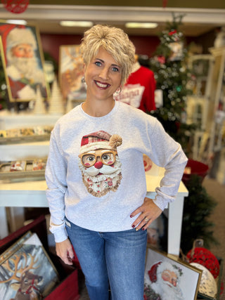 Santa Swag Faux Fringe Sweatshirt-tops-LICT Apparel-Evergreen Boutique, Women’s Fashion Boutique in Santa Claus, Indiana