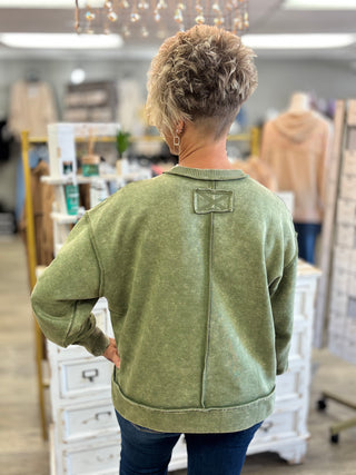 Out of Line Acid Wash Fleece Sweatshirt