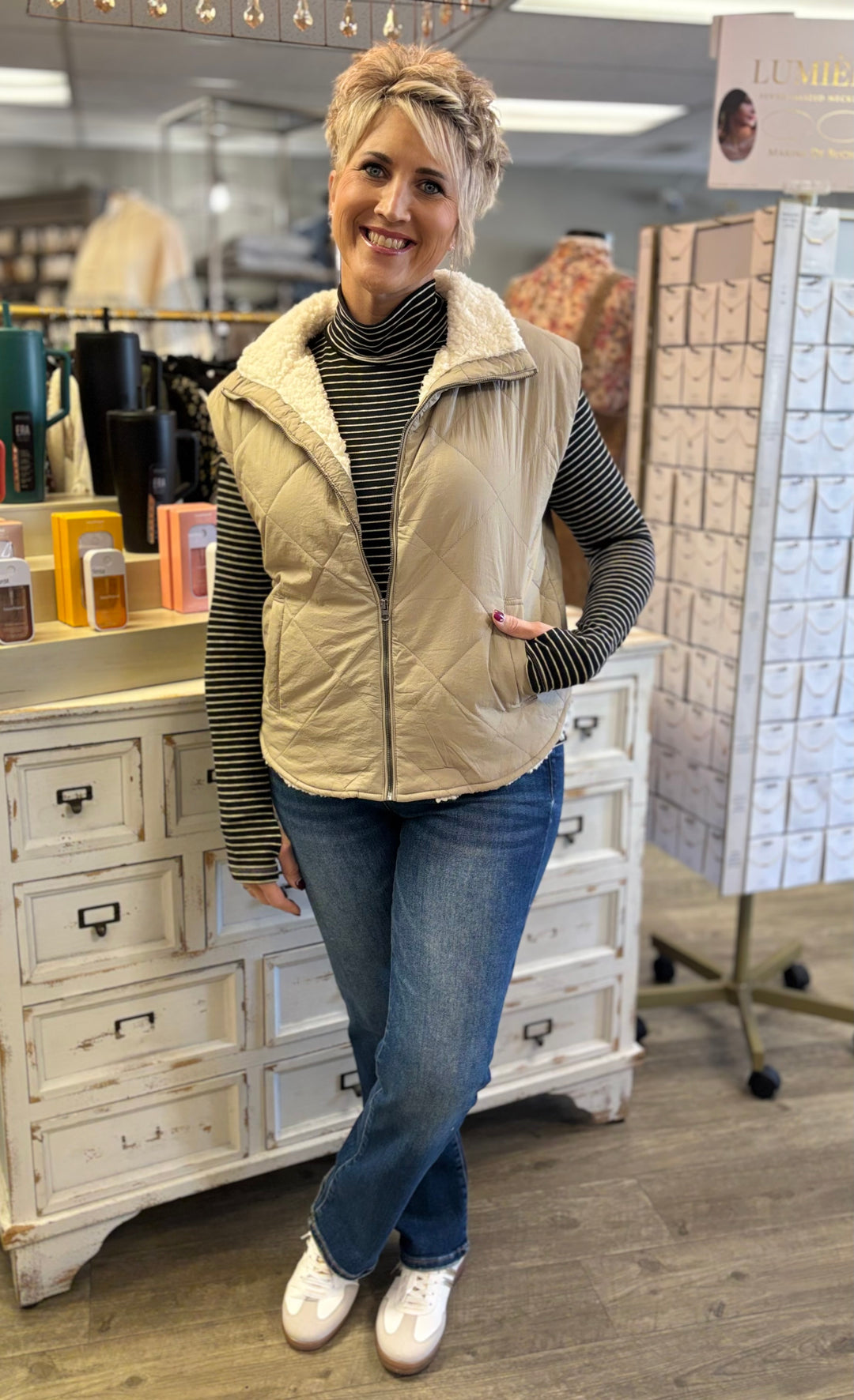 Salt & Pepper Mock Neck Top