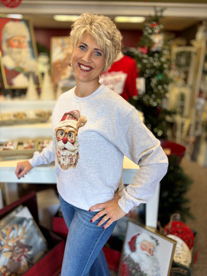 Santa Swag Faux Fringe Sweatshirt-tops-LICT Apparel-Evergreen Boutique, Women’s Fashion Boutique in Santa Claus, Indiana