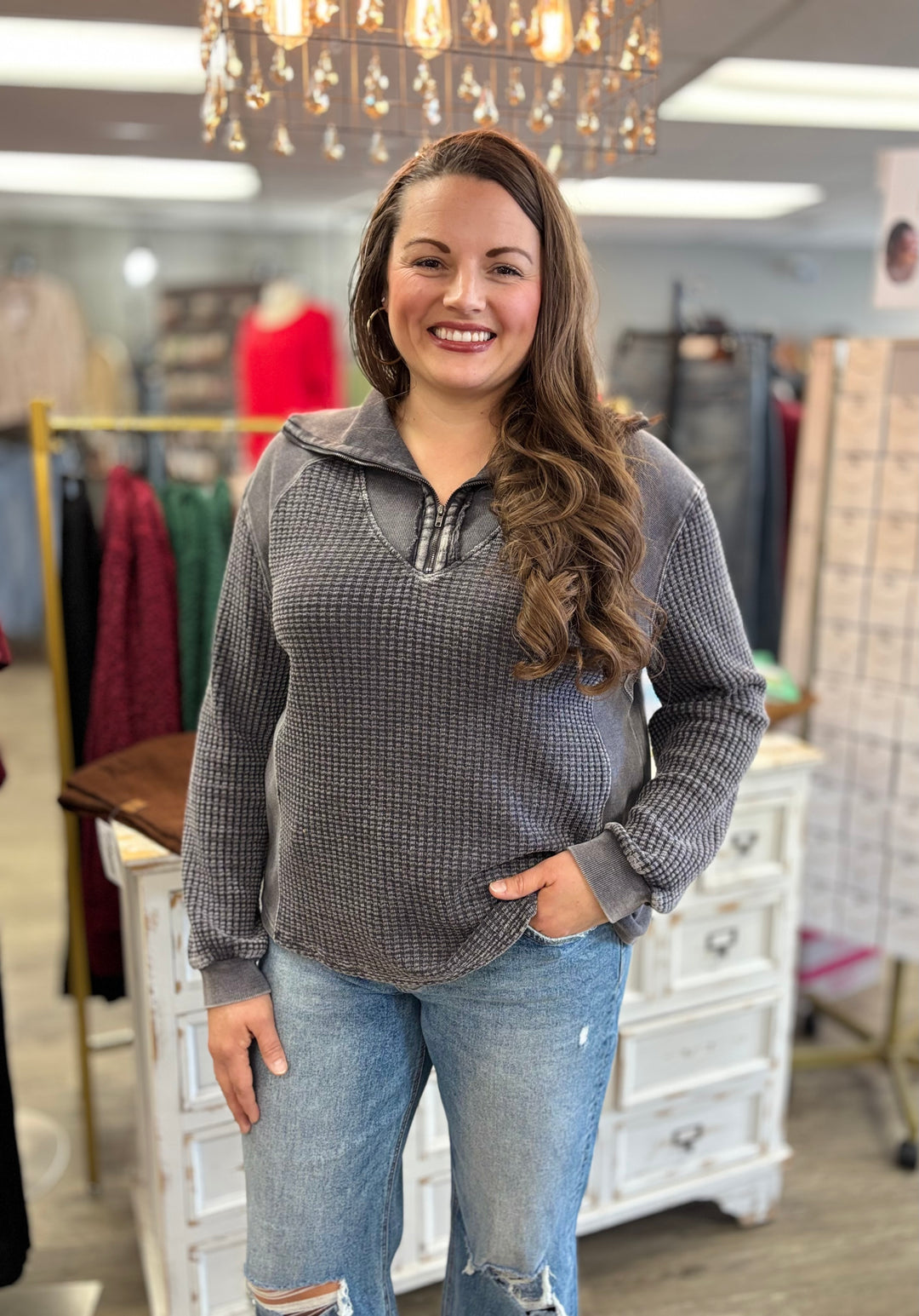 Mixed Signals Half Zip Top