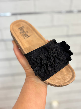 Corkys Wild Child Black Slide Sandal