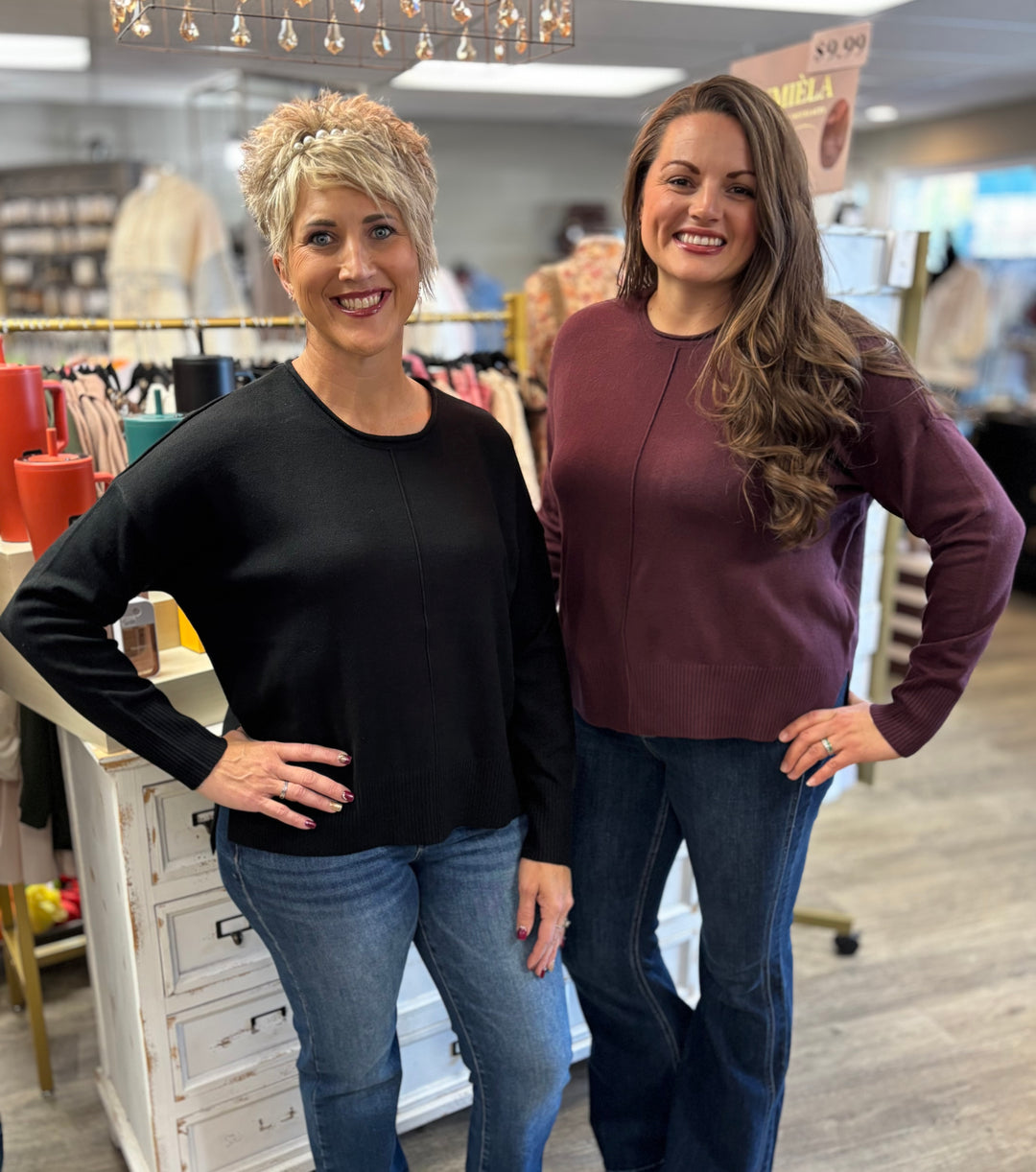 The Sugarplum Drop Shoulder Sweater-Tops-HYFVE-Evergreen Boutique, Women’s Fashion Boutique in Santa Claus, Indiana