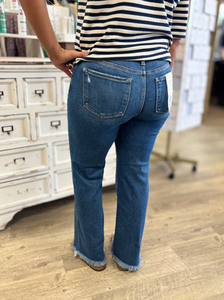 Risen Mid Rise Ankle Straight Jeans