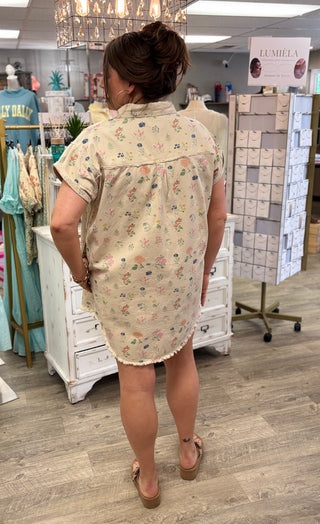 Vintage Denim Floral Dress