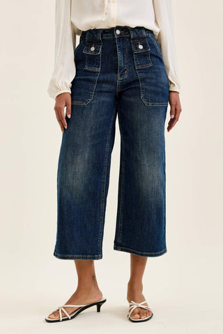 Judy Blue Lucky Break Wide Crop Utility Jeans