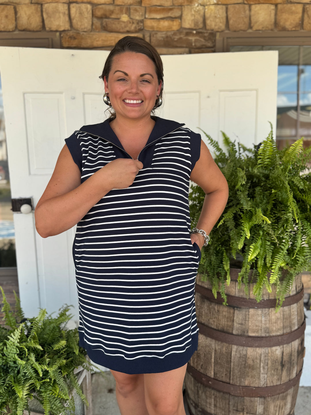 Ainsley Striped Dress-Dresses-Doe and Rae-Evergreen Boutique, Women’s Fashion Boutique in Santa Claus, Indiana