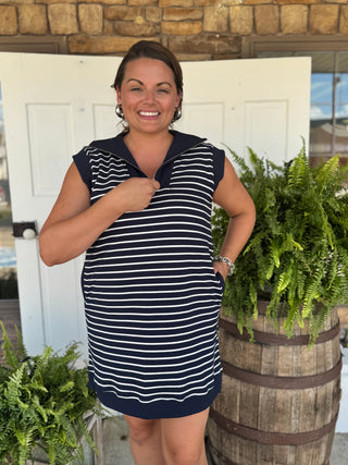 Ainsley Striped Dress-Dresses-Doe and Rae-Evergreen Boutique, Women’s Fashion Boutique in Santa Claus, Indiana