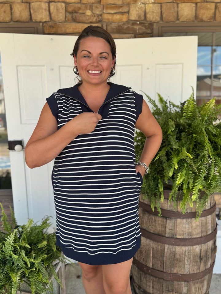 Ainsley Striped Dress-Dresses-Doe and Rae-Evergreen Boutique, Women’s Fashion Boutique in Santa Claus, Indiana