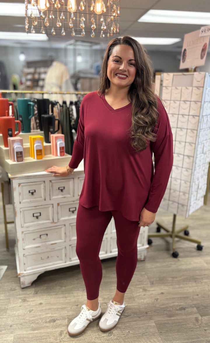 The Coffee Run Microfiber Lounge Set-Tops-Zenana-Evergreen Boutique, Women’s Fashion Boutique in Santa Claus, Indiana